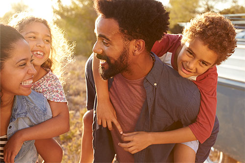 A family out in the sun